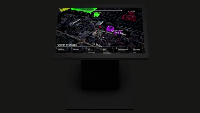 Totem interativo touchscreen da Hanazaki Studio
